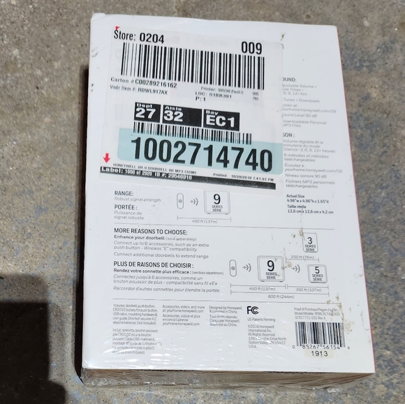 Honeywell Wireless Doorbell & Push Button RDWL917AX - Picture 5 of 5